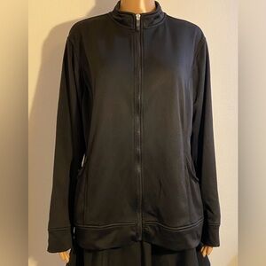 Women Urbane Performance Black Long Sleeve Front Zip w/ Pockets Athletic Jacket